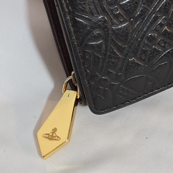 Vivienne Westwood Orb Fever Black Embossed Leather Continental Long Wallet - Picture 4 of 14